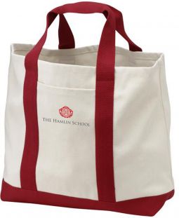 Port Authority - Two-Tone Shopping Tote, Natural/ Red